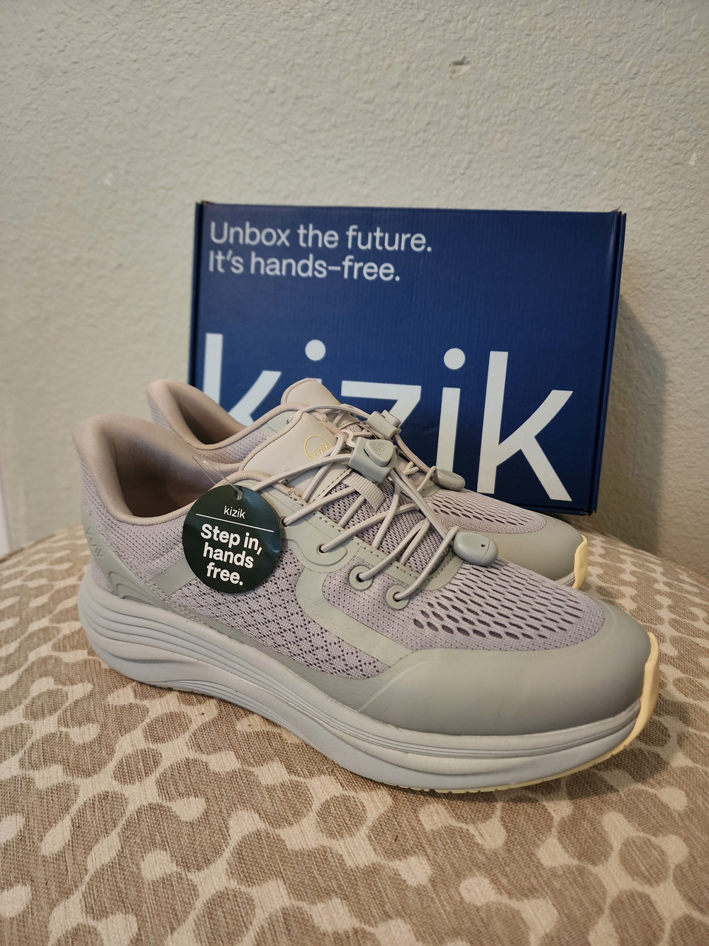 Kizik New Women’s Hands-Free Lace-Up Walking Shoes — Lavender & Grey Step In